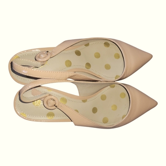 Boden Women's Beige Patent Leather Annie Pointed Toe Slingback Buckle Sz 38 - Picture 9 of 9